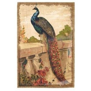 New Burlap Peacock Print Country House